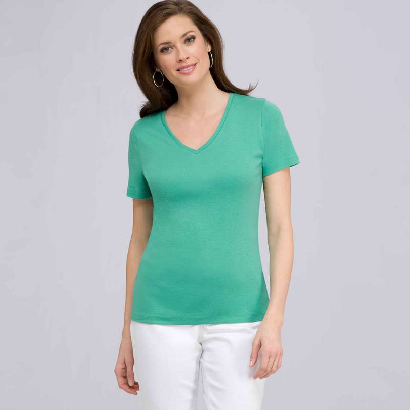 Short Sleeve V-Neck Tee, seagrass, large image number 0